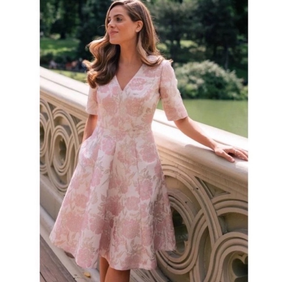 Gal Meets Glam Adair Passion Rose Jacquard Dress - Picture 1 of 15